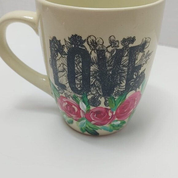 NEW Hand Painted Floral Mug, Coffee lovers mug, unique painting, pretty mug - Picture 4 of 6